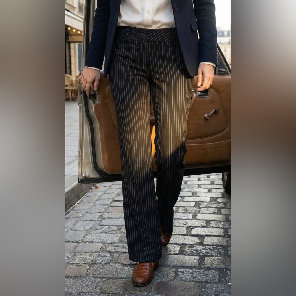 Black Pinstripe Trouser Pants Women’s Size 30 Waist Bootcut Career Work Venus
